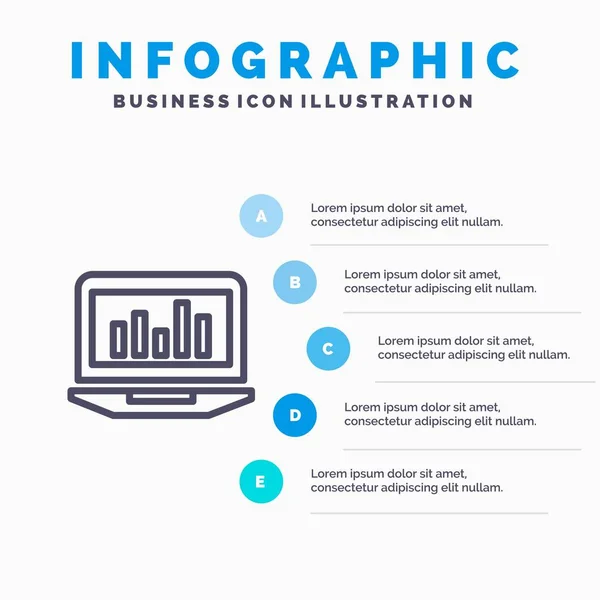 Laptop, Graph, Analytics, Monitoring, Statistics Line icon with — Stock Vector