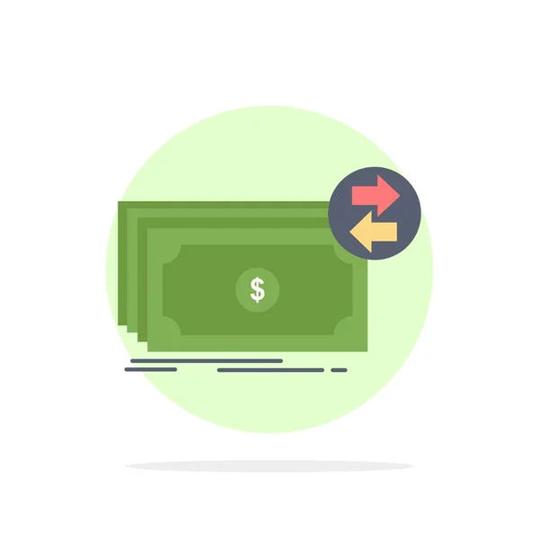 Billets, espèces, dollars, flux, argent Flat Color Icon Vector — Image vectorielle