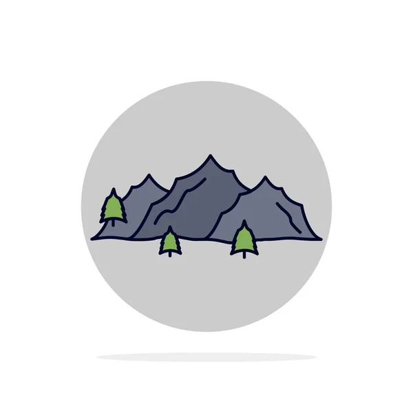 Montanha, paisagem, colina, natureza, árvore Flat Color Icon Vector —  Vetores de Stock