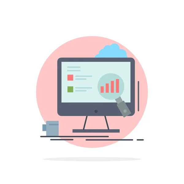 Analytics, Board, presentatie, laptop, statistiek platte kleur IC — Stockvector