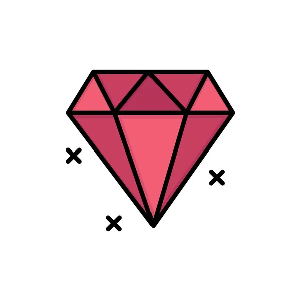 Diamante, Joyería Icono de Color Plano. Banner icono vectorial Plantilla — Archivo Imágenes Vectoriales