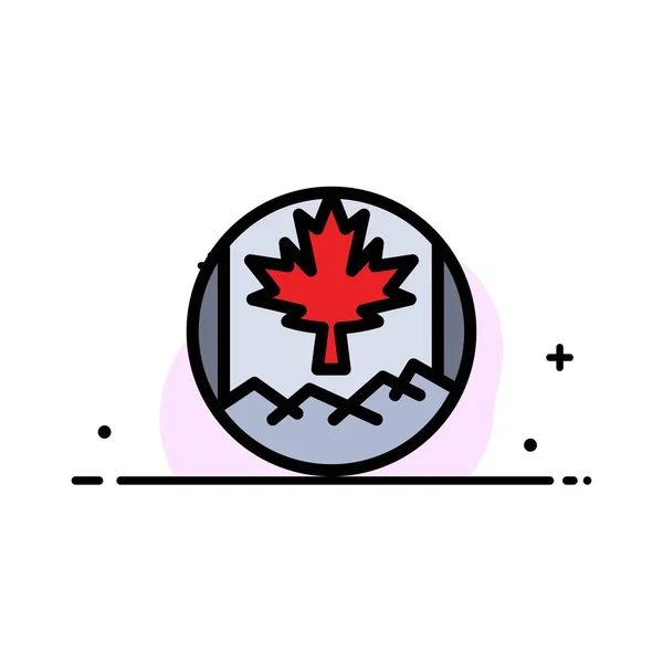 Canada, blad, vlag Business platte lijn gevuld pictogram vector banner — Stockvector