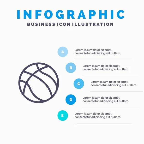 Ball, Basketball, Nba, Sport Line icon with 5 steps presentation