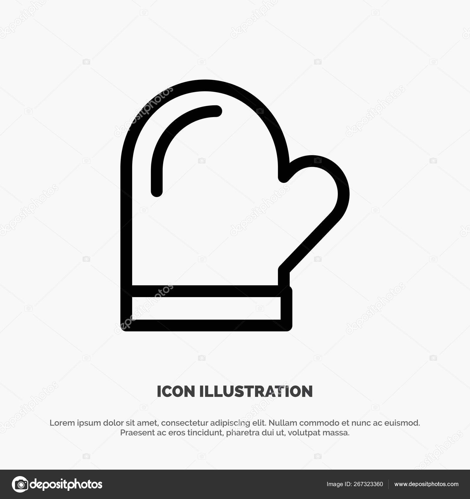 Ilustración de icono de guante de cocina o guante de horno