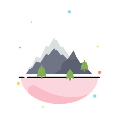 dağ, manzara, tepe, doğa, ağaç Düz Renk Simge Vektör