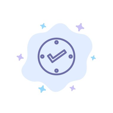 Açık, Onayla, Onaylandı, Soyut Bulut Backgrou'da Mavi Simgeyi Kontrol Et