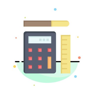 Kalem, Hesap Makinesi, Ölçek, Eğitim Soyut Düz Renk Simgesi Templ