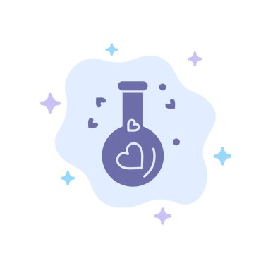 Şişe, Aşk, Kalp, Soyut Bulut Backgrou Üzerinde Düğün Mavi Simge