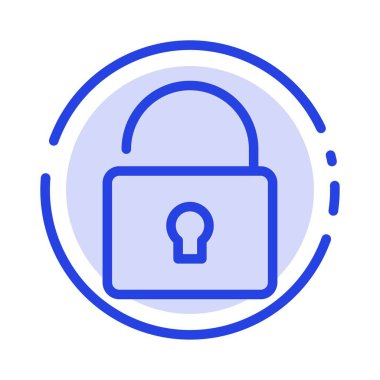 Kilidini Aç, Kilitle, Güvenlik Mavi Noktalı Çizgi Simgesi