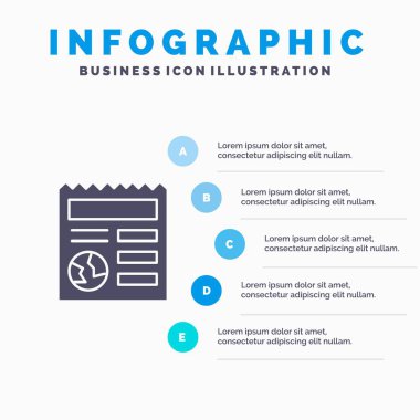 Temel, Belge, Küre, Ui Katı Simge Infographics 5 Adımlar Prese