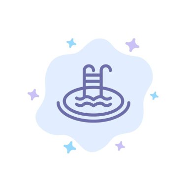 Otel, Havuz, Yüzme, Hizmet Mavi Simge Soyut Bulut Backg