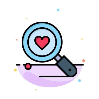 Arama, Aşk, Kalp, Düğün Soyut Düz Renk Simge Şablonu