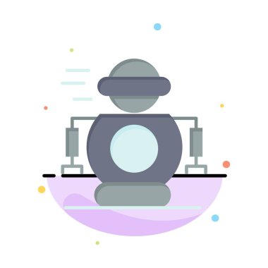 İnsan, Teknoloji, Robotik, Robot İş Logo Şablonu. Düz C