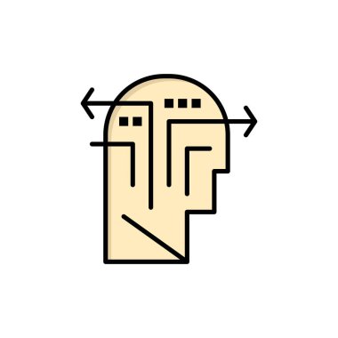 Strateji, Düşünme, Zihin, Baş Düz Renk Simgesi. Vektör simgesi yasağı