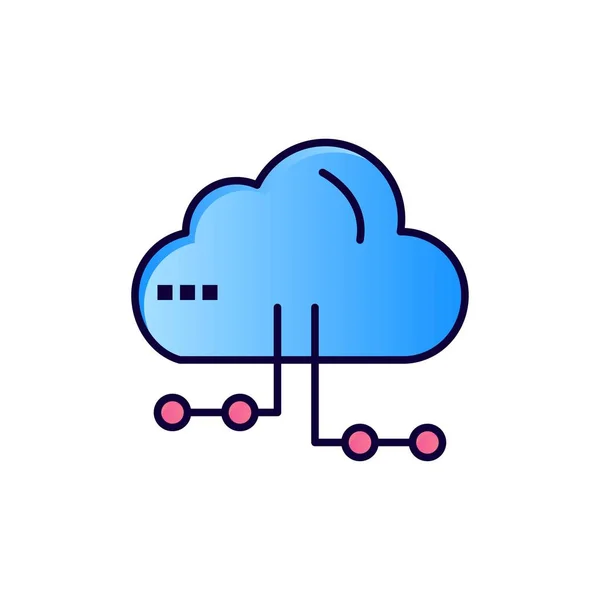 Cloud, Partager, Informatique, Icône réseau couleur plate. Icône vectorielle b — Image vectorielle