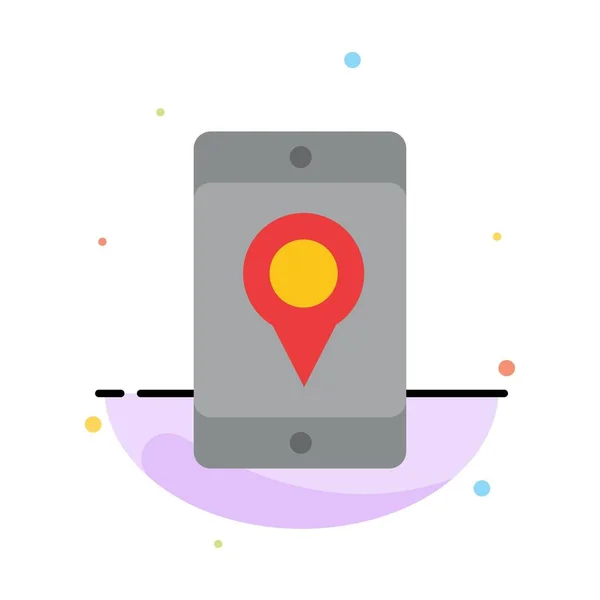 Mobile, Célula, Mapa, Localização Abstract Flat Color Icon Template —  Vetores de Stock