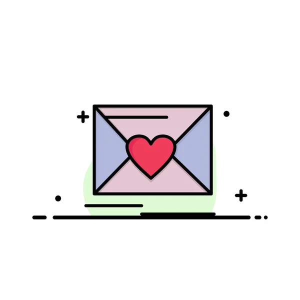 Mail, liefde, hart, bruiloft Business platte lijn gevuld pictogram vecto — Stockvector