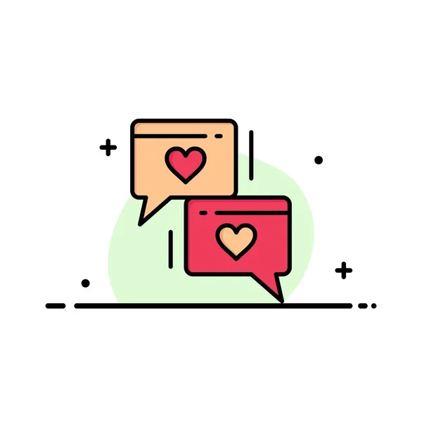 Chat, liefde, hart, bruiloft Business logo sjabloon. Platte kleur — Stockvector