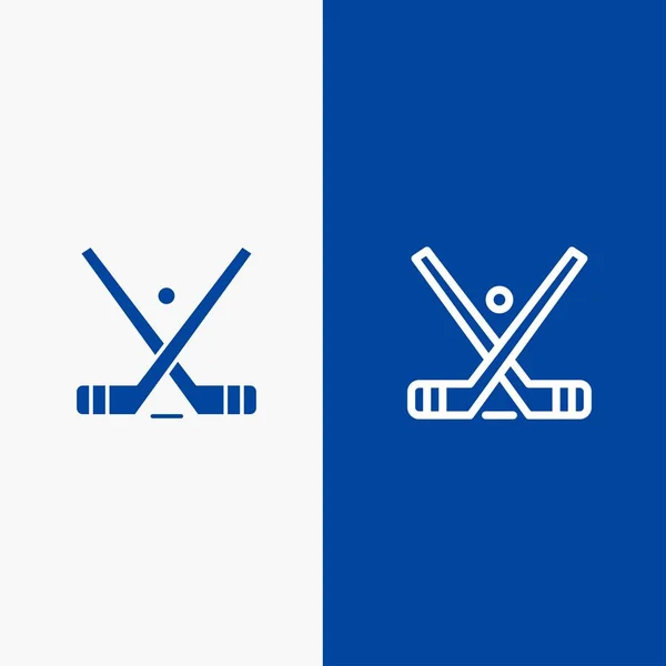 Emblem, Eishockey, Eis, Stock, Sticks Line und Glyph solides Symbol blu — Stockvektor