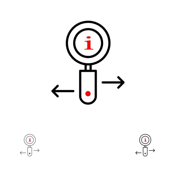 Info, Informationen, Zoom, Suche fett und dünne schwarze Linie Icon se — Stockvektor