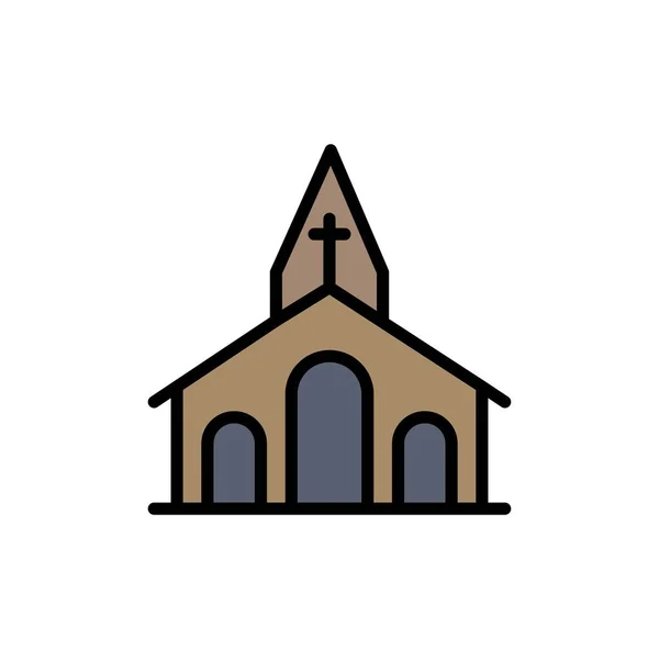 Kirche, Feier, christlich, Kreuz, Ostern flache Farbe Symbol. — Stockvektor