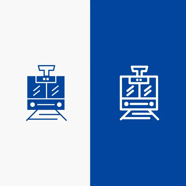 Train, Public, Service, Ligne de véhicules et Glyphe Icône solide Bleu b — Image vectorielle