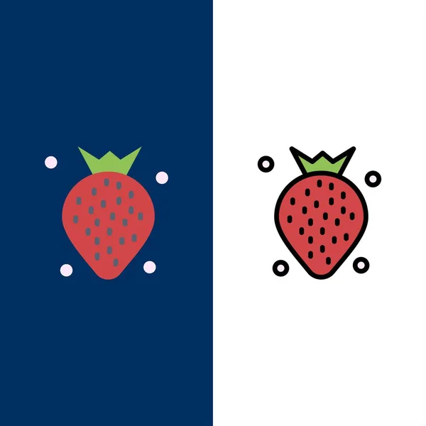 Strawberry, Food, Fruit, Berry  Icons. Flat and Line Filled Icon