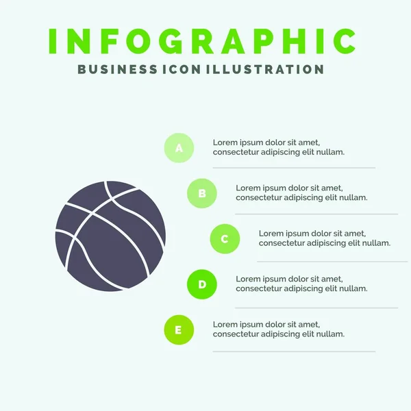 Ball, Basketball, Nba, Sport Solid Icon Infographics 5 Steps Pre