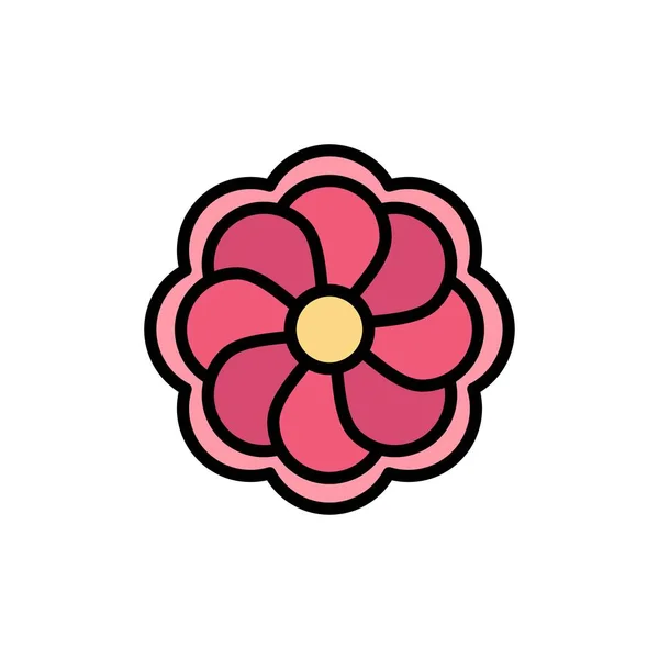 Tournesol, fleur, Madrigal Flat Color Icon. Bannière d'icône vectorielle — Image vectorielle