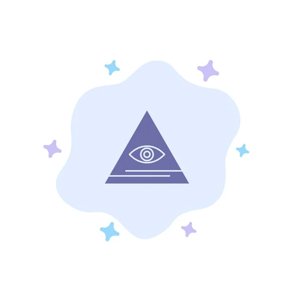 Oog, Illuminati, piramide, Driehoek blauw pictogram op abstract Cloud B — Stockvector