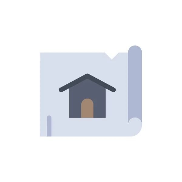 Gebouw, bouw, kaart, huis platte kleur pictogram. Vector, pictogram — Stockvector