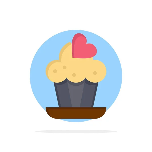 Cupcake, Kuchen, Liebe abstrakten Kreis Hintergrund flache Farbe Symbol — Stockvektor