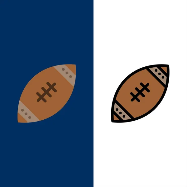 American, Ball, Football, Nfl, Rugby Icons. Plano e filé de linha — Vetor de Stock