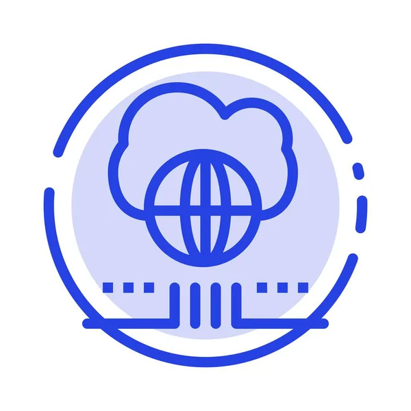 Monde, Marketing, Réseau, Cloud Ligne bleue pointillée Icône — Image vectorielle