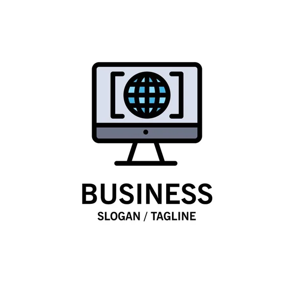 Computadora, Internet, Mundo, Big Think Business Logo Template. Fla. — Vector de stock