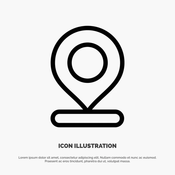 Ubicación, Mapa, Marcador, Pin Line Icon Vector — Vector de stock
