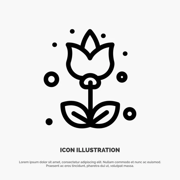 Blume, Flora, Blumen, Blume Linie Symbol-Vektor — Stockvektor