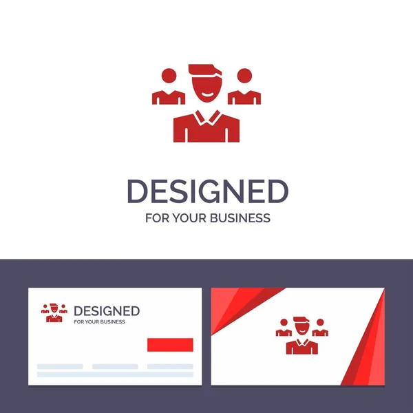 Δημιουργική επαγγελματική κάρτα και λογότυπο πρότυπο ομάδα, χρήστης, διευθυντής, τετραγωνικά — Διανυσματικό Αρχείο