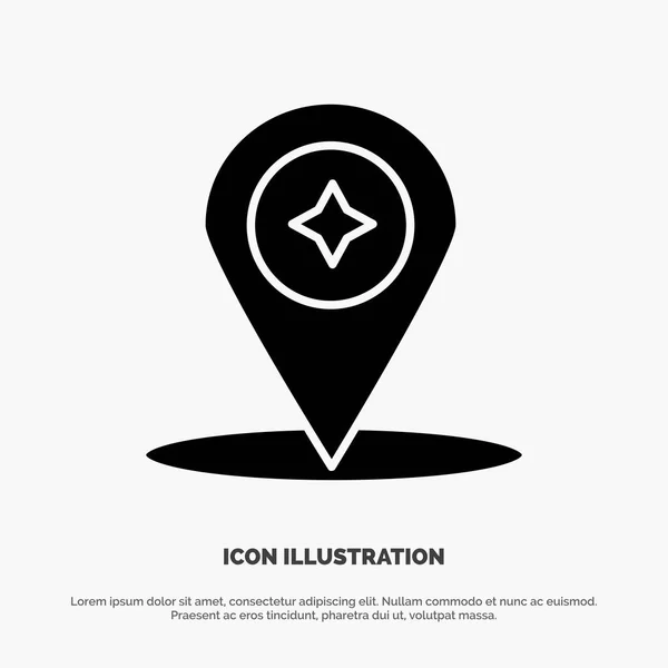Mapa, Brújula, Navegación, Ubicación solid Glyph Icon vector — Vector de stock