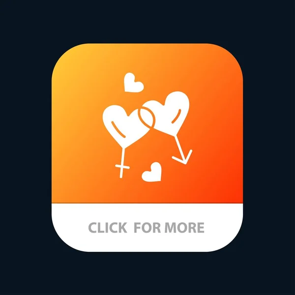 Corazón, Hombre, Mujeres, Amor, Valentine Mobile App Button. Android un — Vector de stock