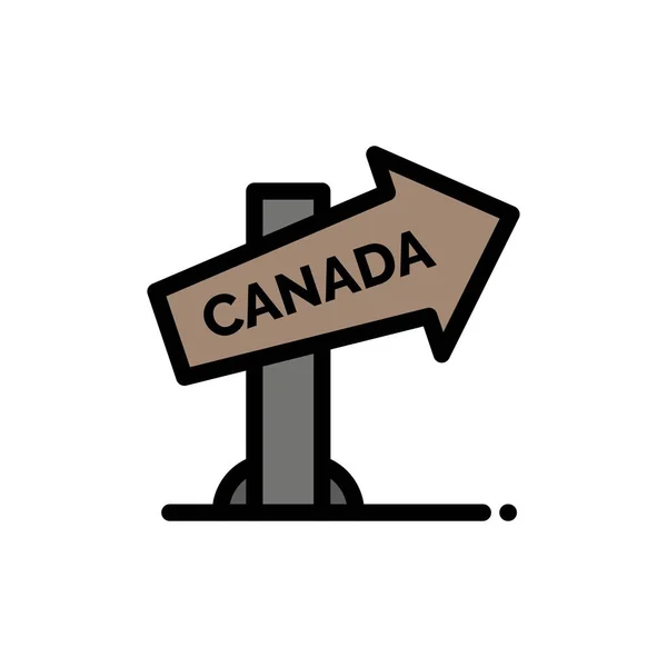 캐나다, 방향, 위치, 서명 플랫 색상 아이콘. 벡터 아이콘 — 스톡 벡터