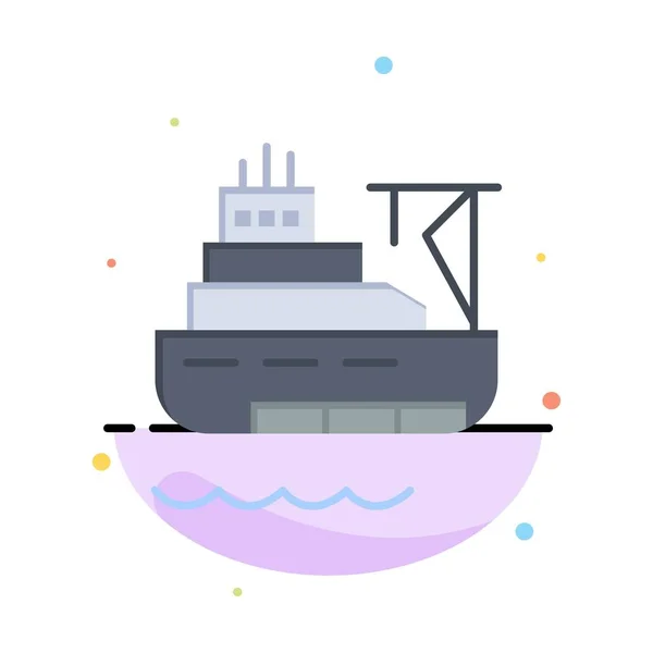 Ship, Boat, Cargo, Construction Abstract Flat Color Icon Templat — Stock Vector