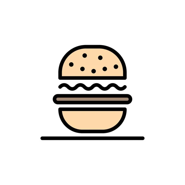 Burger, Manger, Américain, États-Unis Flat Color Icon. Bannière d'icône vectorielle — Image vectorielle