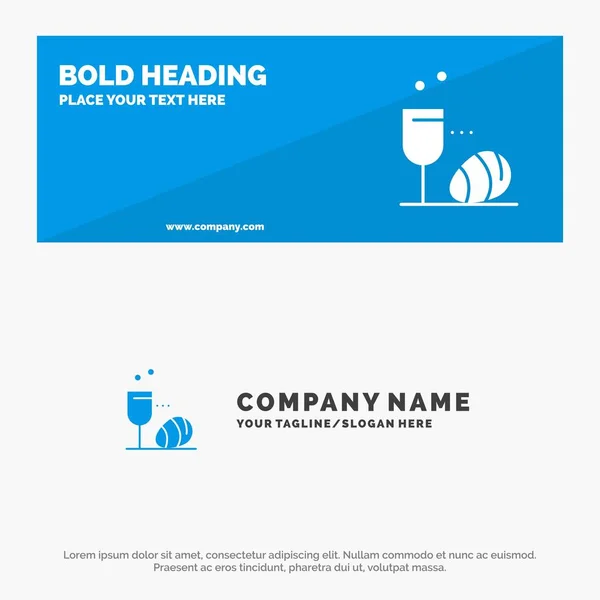 Verre, oeuf, Pâques, boisson SOlid Icon Website Banner and Business — Image vectorielle