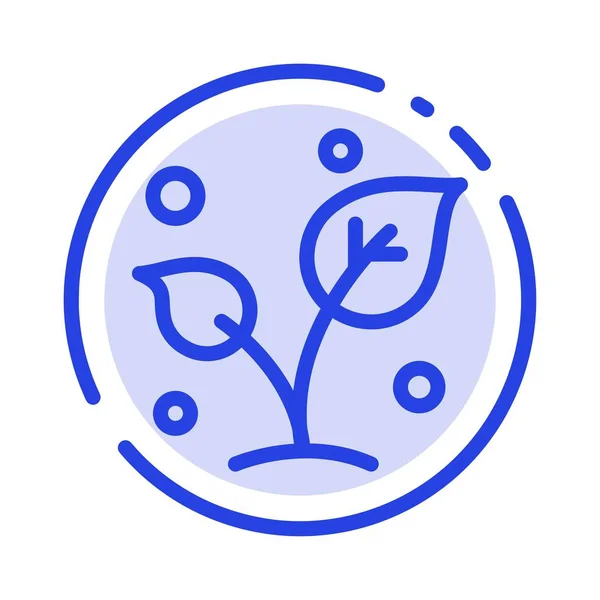 Leaf, Nature, Spring, Sprout, Tree Blue Dotted Line Icon — стоковый вектор