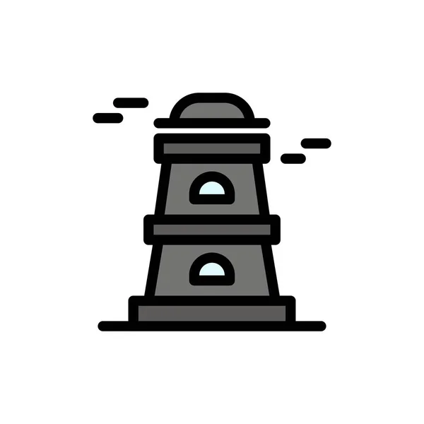 Observatorium, Turm, Wachturm flache Farbe Symbol. Vektorsymbol-Verbot — Stockvektor