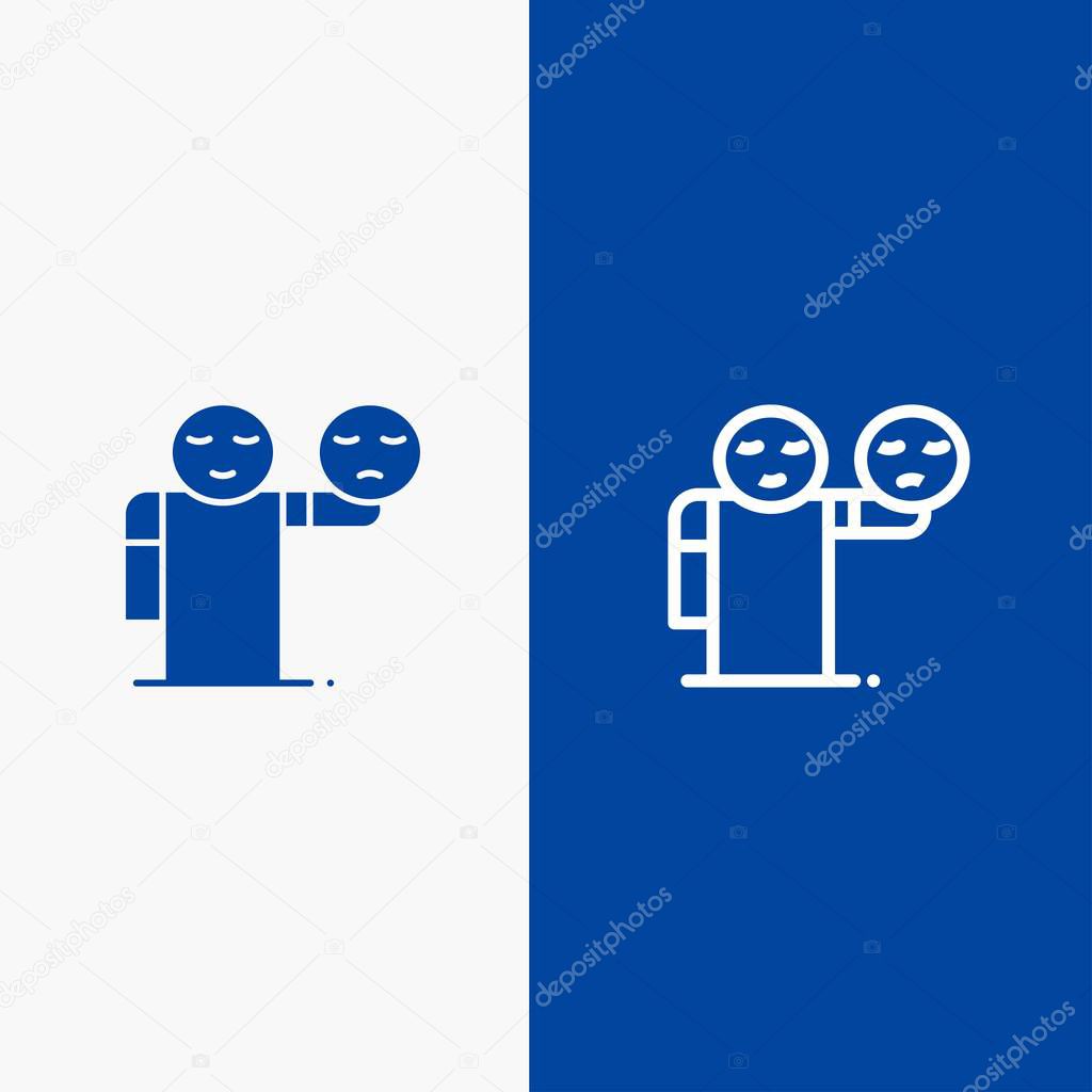 Man, Hand, Emojis, Healthcare Line and Glyph Solid icon Blue ban