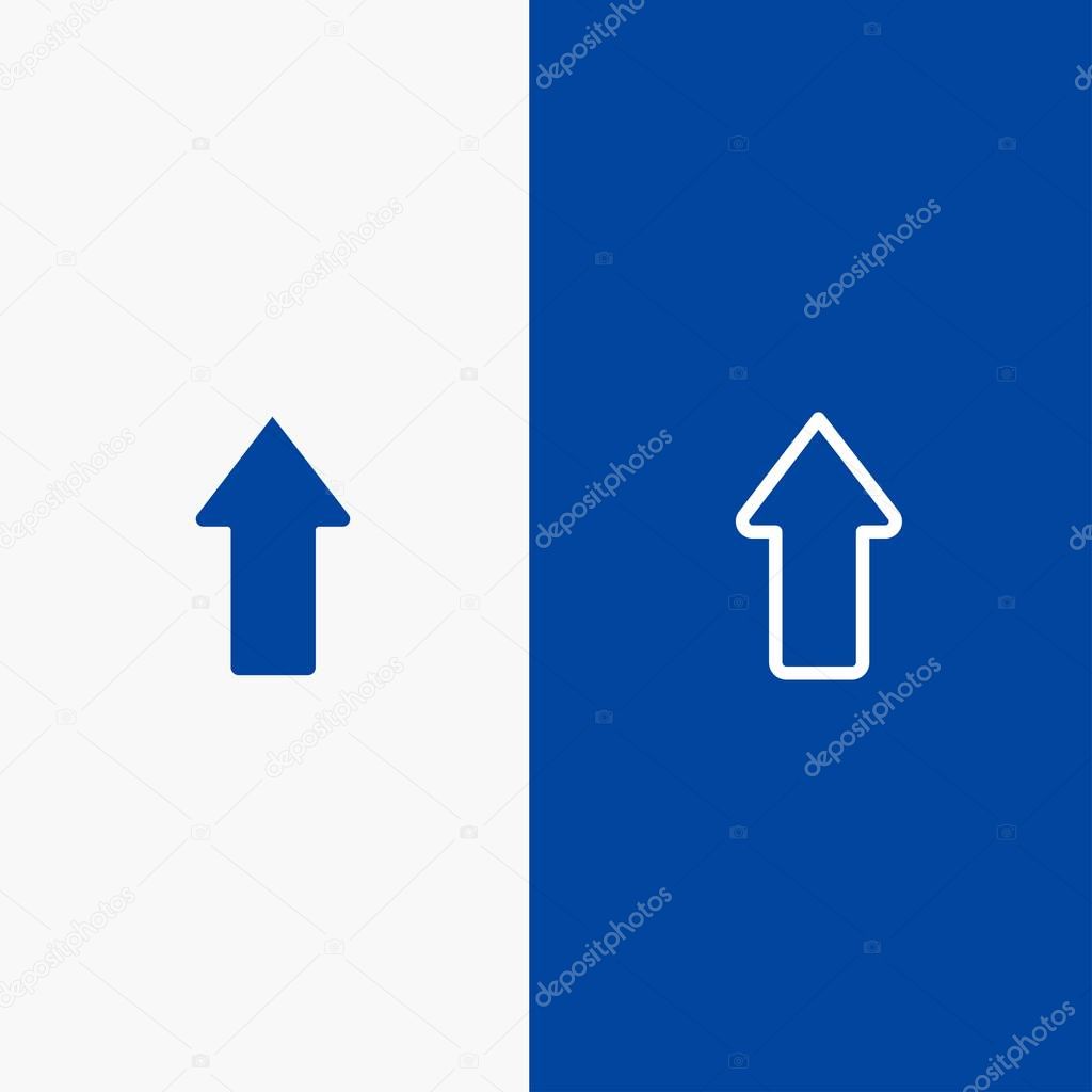 Arrow, Arrows, Up, Upload Line and Glyph Solid icon Blue banner 