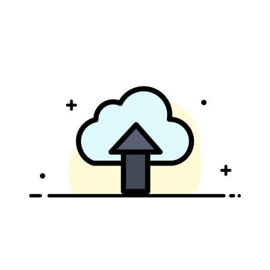 Ok, Yükleme, Yukarı, Bulut İş Düz Çizgi Dolu Simge Vektörü 