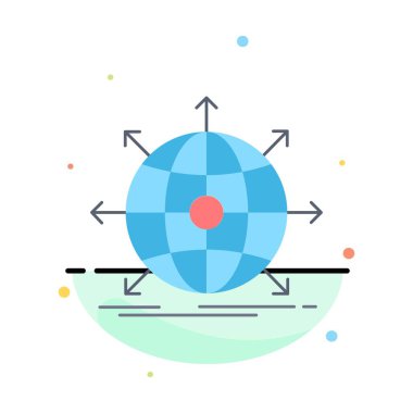 iş, küresel, uluslararası, ağ, web Düz Renk Simge Ve